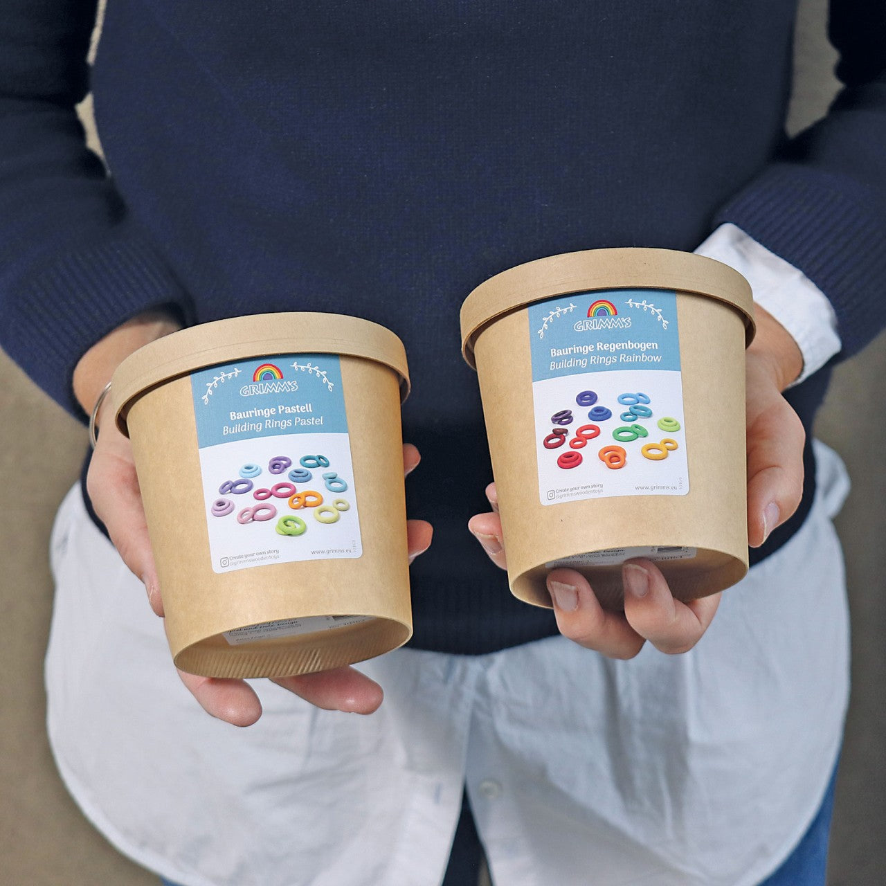 Rainbow Wooden Building Rings | Sorting & Stacking Toys for Kids