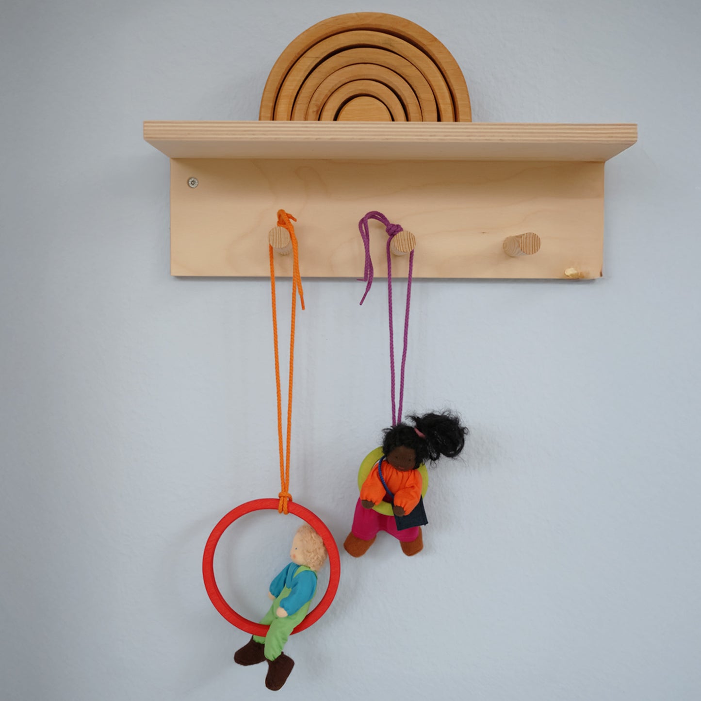 Rainbow Concentric Circles and Rings | 20 Pieces | Wooden Toys for Kids | Open-Ended Play