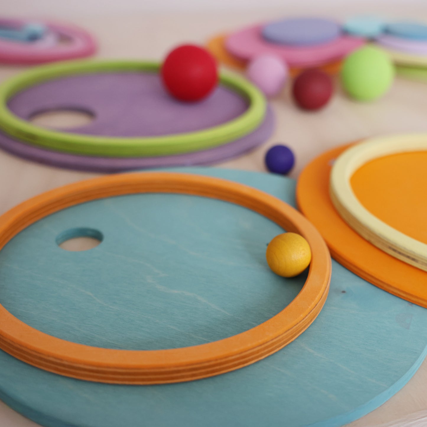 Pastel Concentric Circles and Rings | 20 Pieces | Wooden Toys for Kids | Open-Ended Play