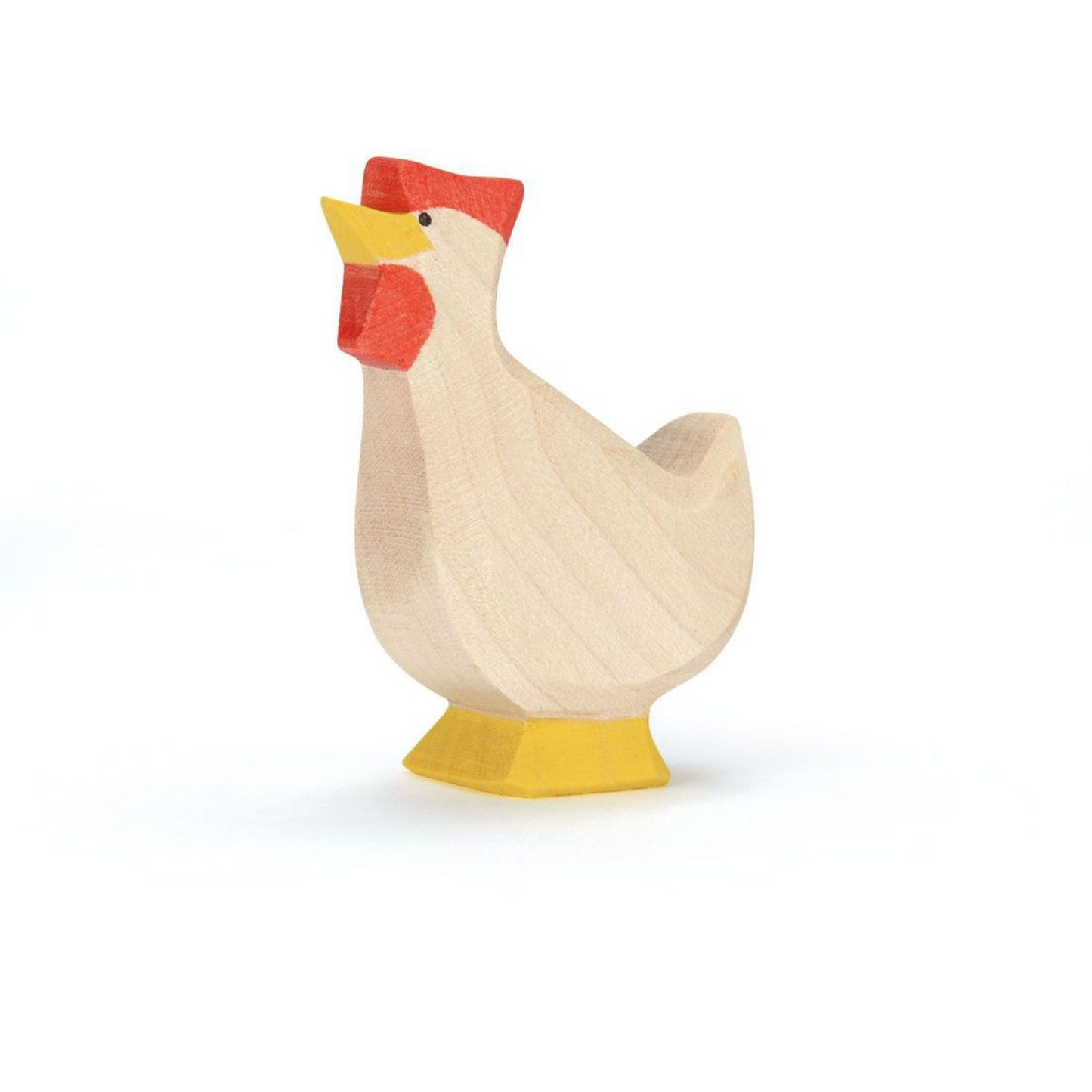 White Hen Up | Farm Animal Figure | Wooden Toys for Kids