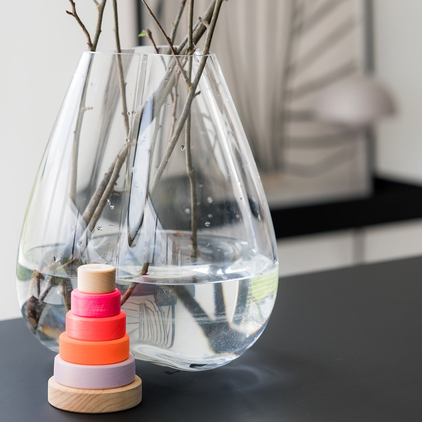 Neon Pink Small Conical Tower Stacker | Grimm's X Neon Collection