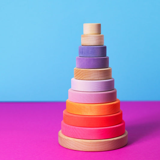 Neon Pink Conical Tower Stacker | Grimm's X Neon Collection