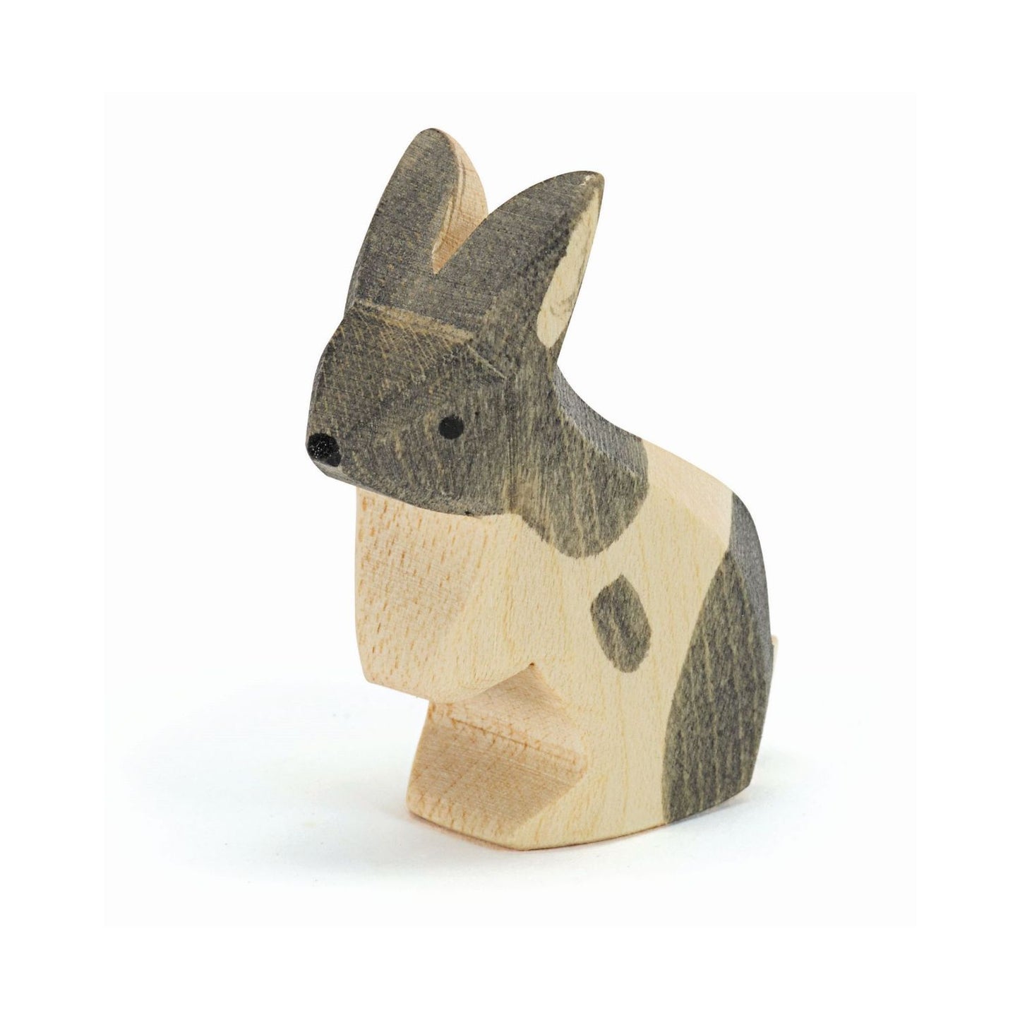 Black and White Standing Rabbit | Woodland Animal Figure | Wooden Toys for Kids
