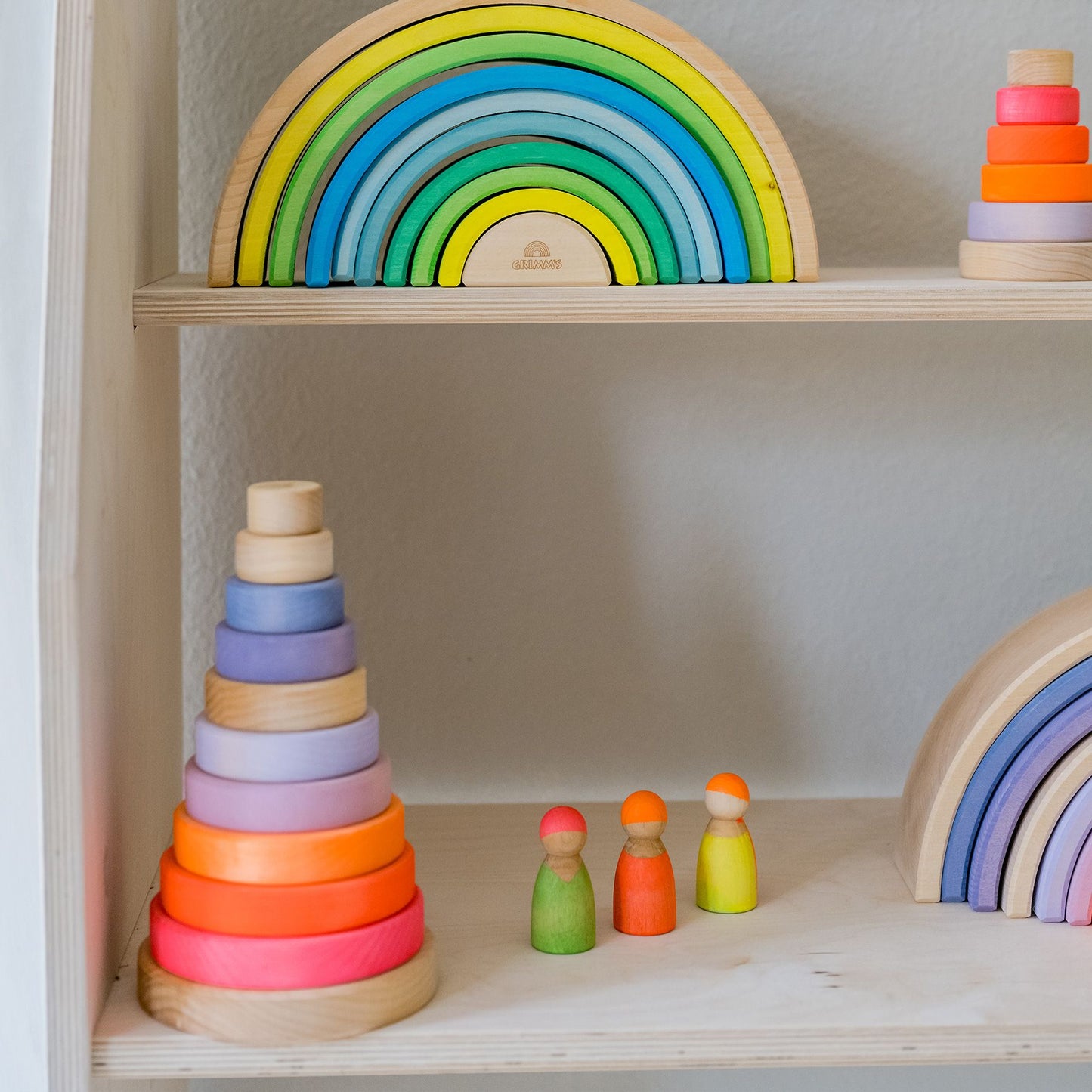 Mixed Neon Friends | 3 Wooden Toy Figures | Grimm's X Neon Collection