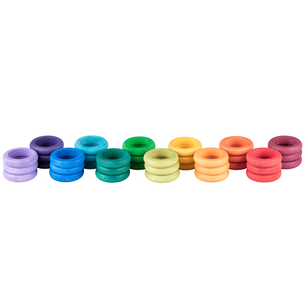 36 Rings (12 Colours) | Loose Parts | Wooden Sorting & Stacking Toy