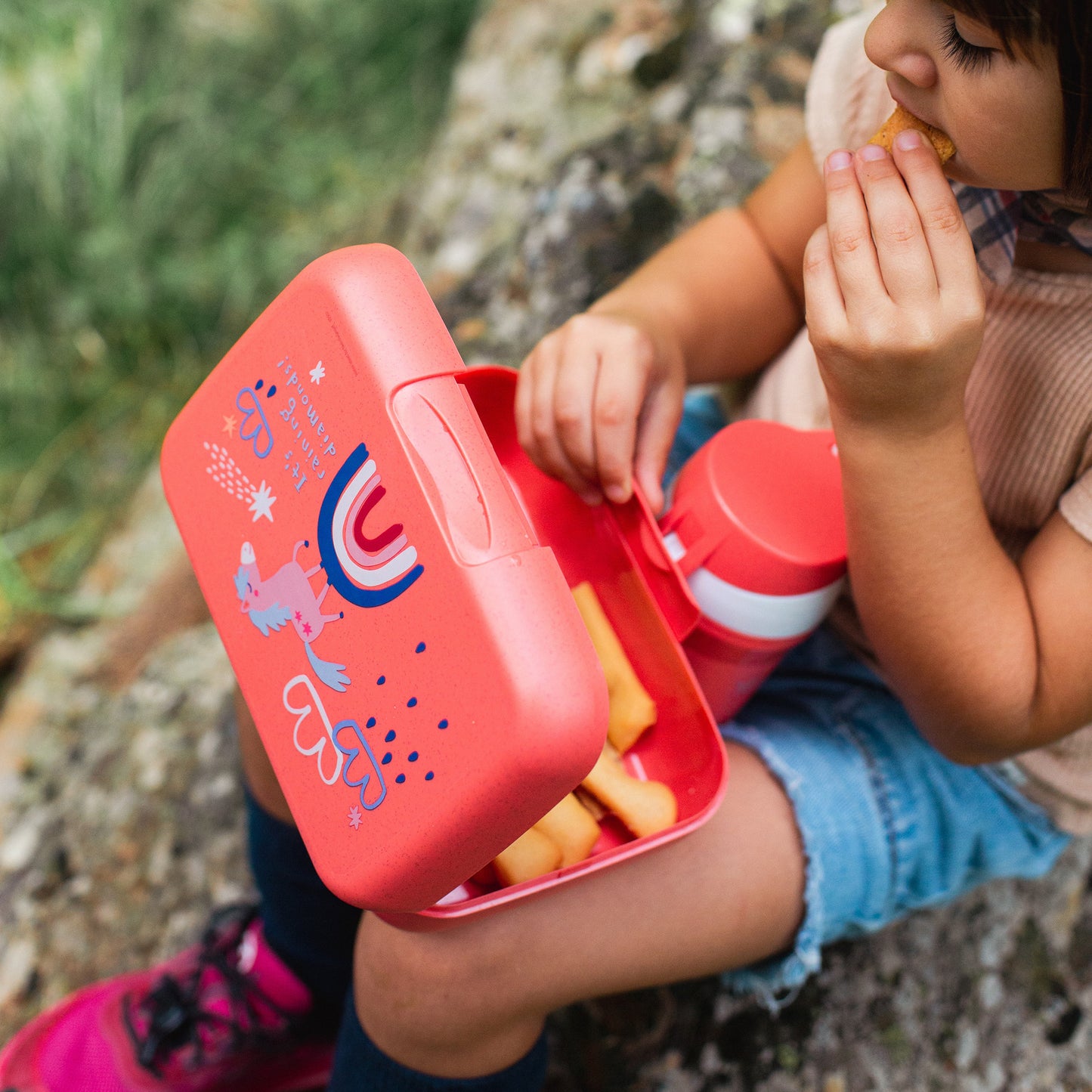 Dreams | Kids Lunch Box - Organic Coral Red | Organic Bio-Circular | Made in Germany