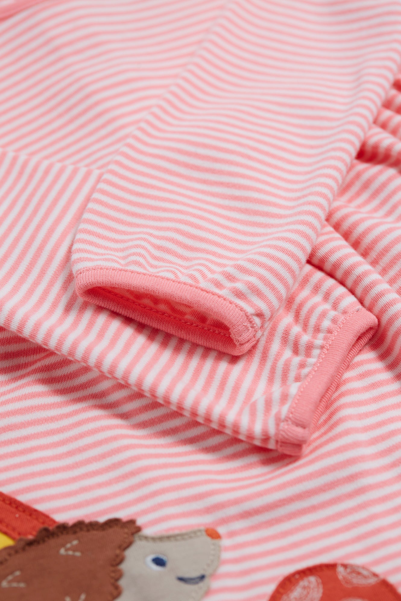 Guava Pink Stripe - Hedgehog | Dea Dress | Long Sleeve Dress | GOTS Organic Cotton