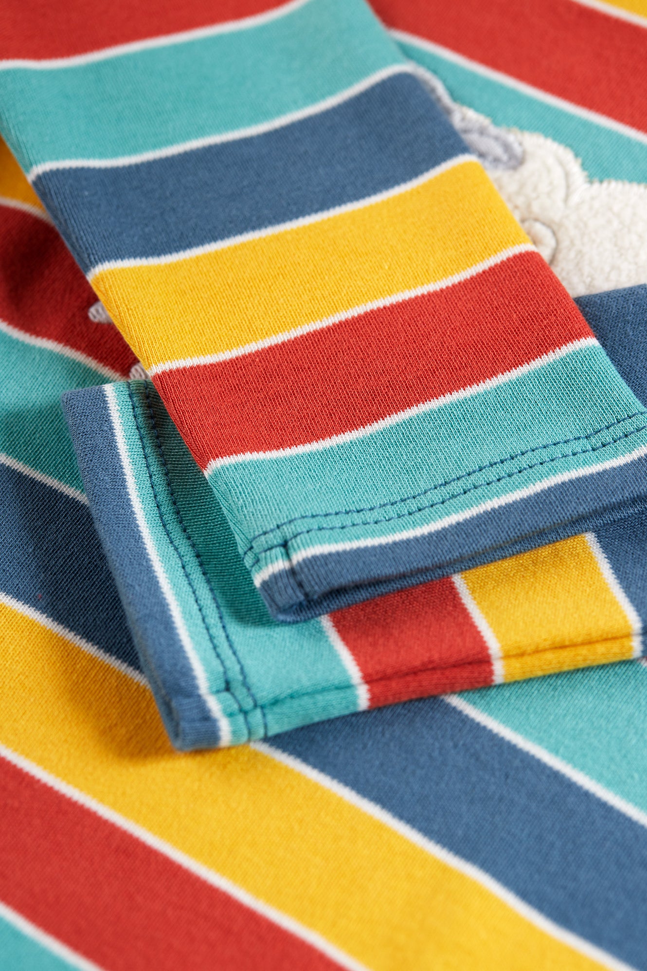 Moss Rainbow Stripe / Sheep | Discovery Applique Top | Long Sleeve Top | GOTS Organic Cotton