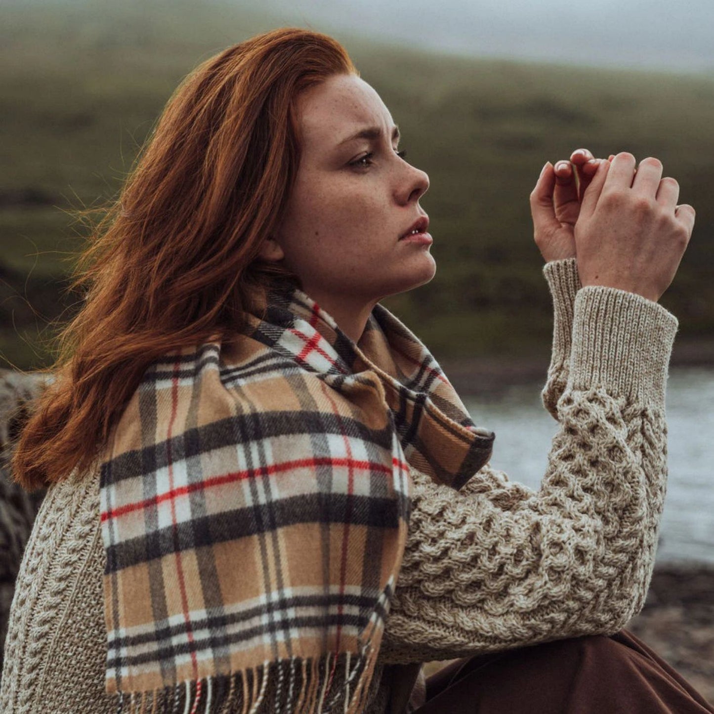 Classic Carmel Tartan Pattern | Merino Luxury Wool Scarf | Made in Nenagh, Co. Tipperary