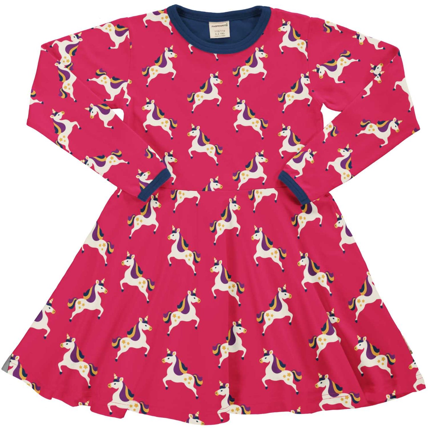 Maxomorra Unicorn Long Sleeve Circle Dress | Forest Collection | GOTS Organic Cotton | Front | BeoVERDE Ireland