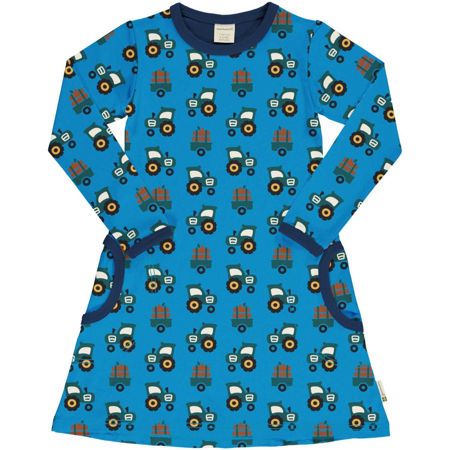 Maxomorra Tractor Long Sleeve Dress | Forest Collection | GOTS Organic Cotton | Front | BeoVERDE Ireland