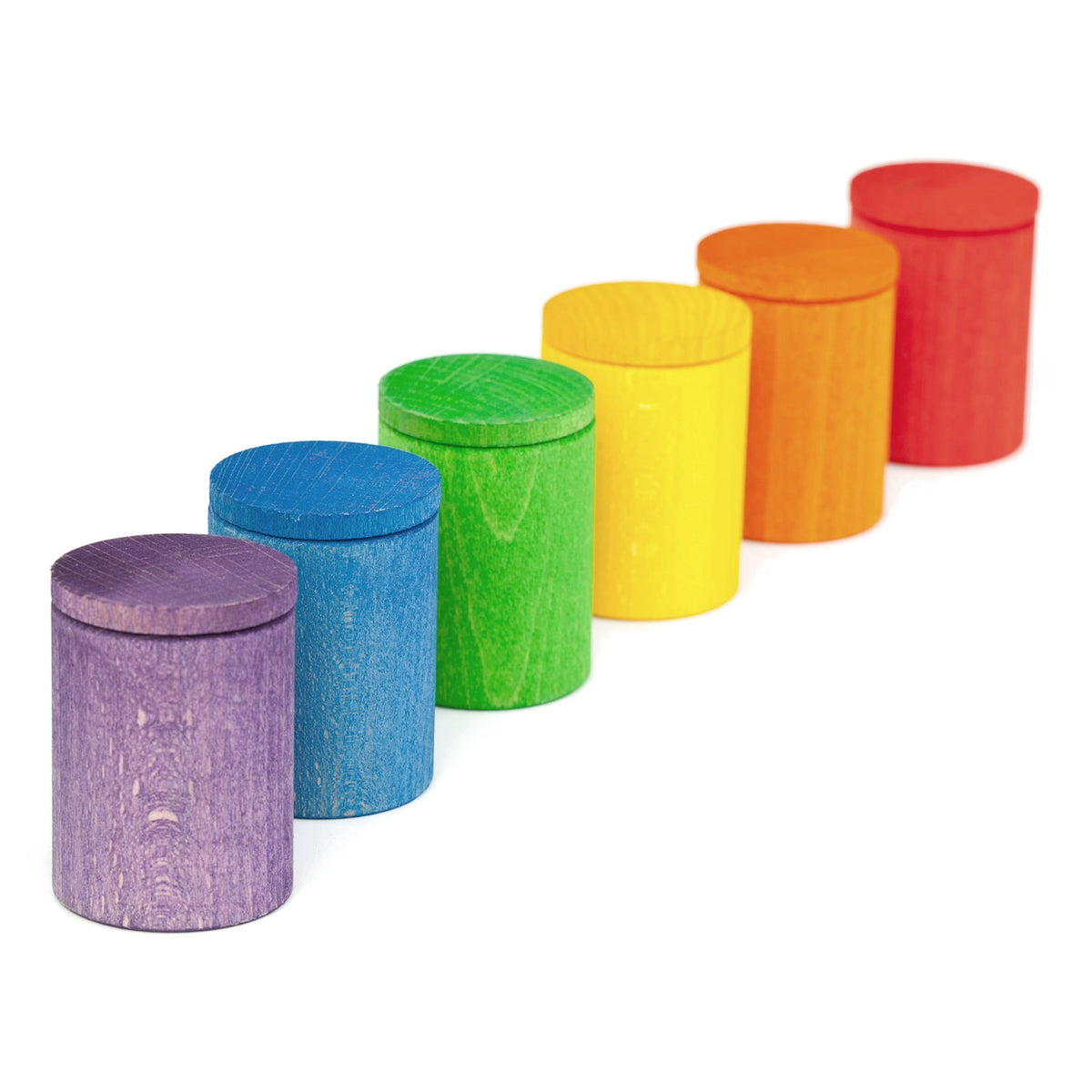 6 Coloured Cups With Lids | Wooden Toys for Kids | Open-Ended Play Set