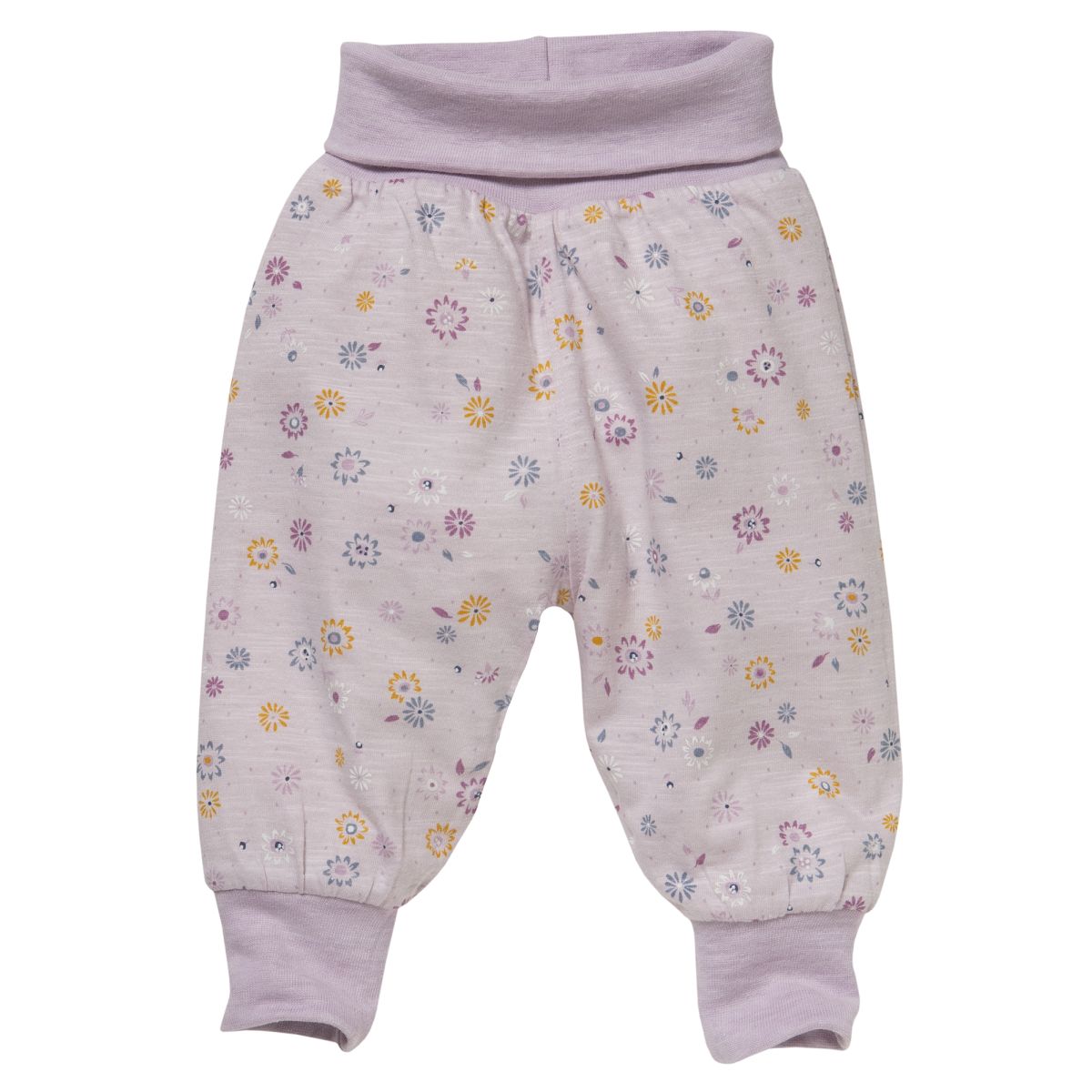 Little Flowers | Beige - Soft Lilac | Kids Reversible Waist Pants | GOTS Organic Cotton