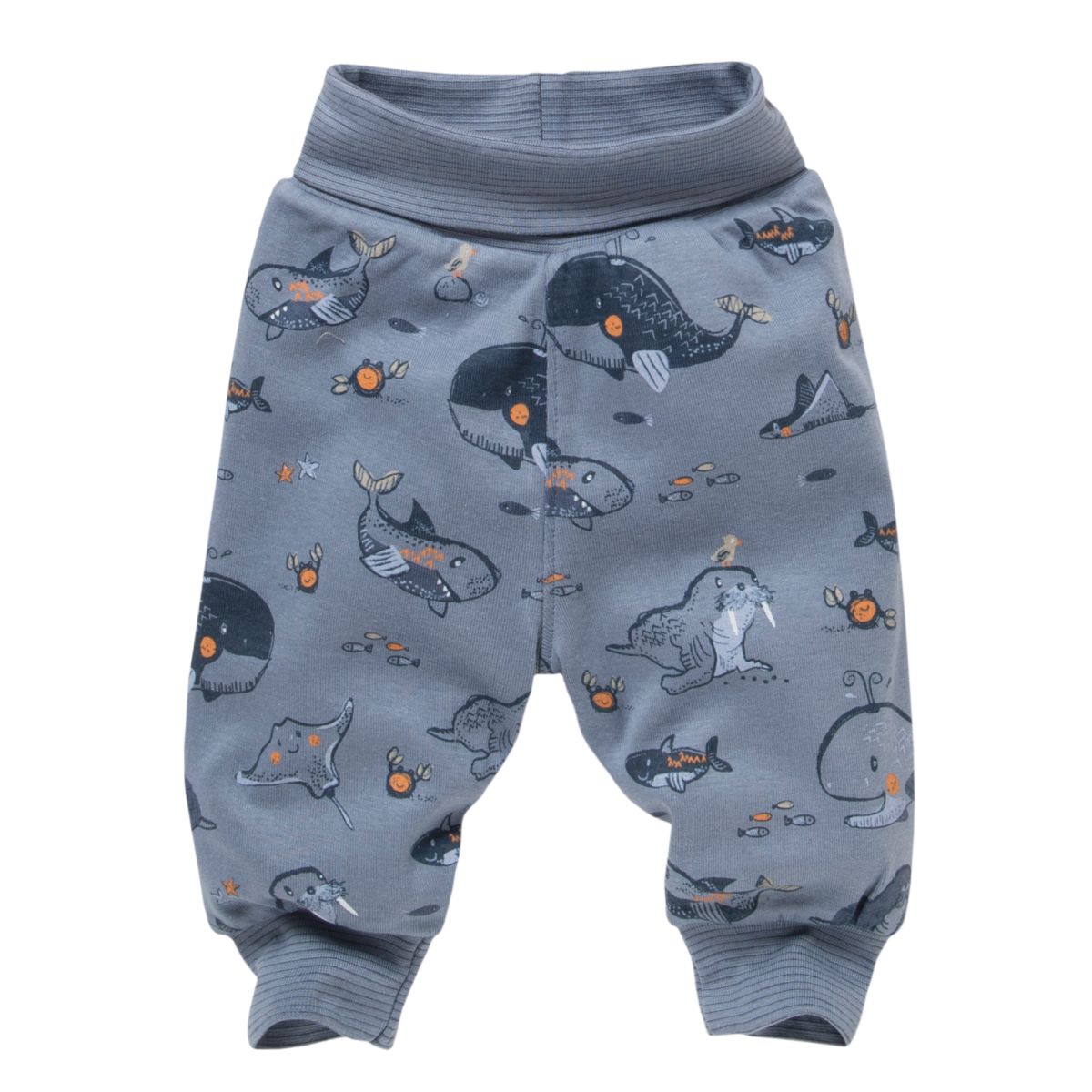 Sealife | White - Ocean Blue | Kids Reversible Waist Pants | GOTS Organic Cotton