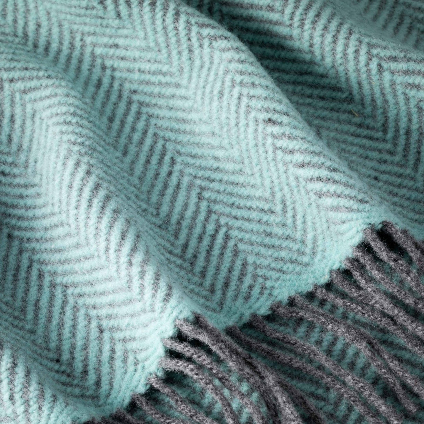 Duck Egg Herringbone Pattern | Cashmere Throw Blanket | Made in Nenagh, Co. Tipperary