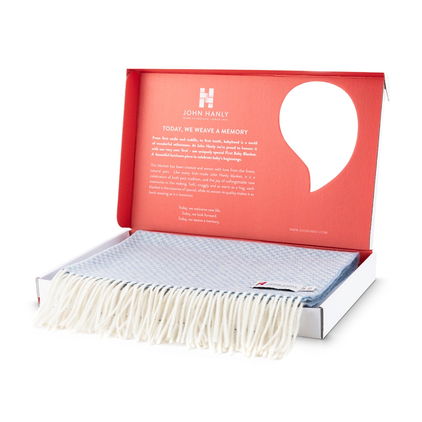 Blue Basket Weave Pattern | Irish Lambswool Baby Blanket | Made in Nenagh, Co. Tipperary