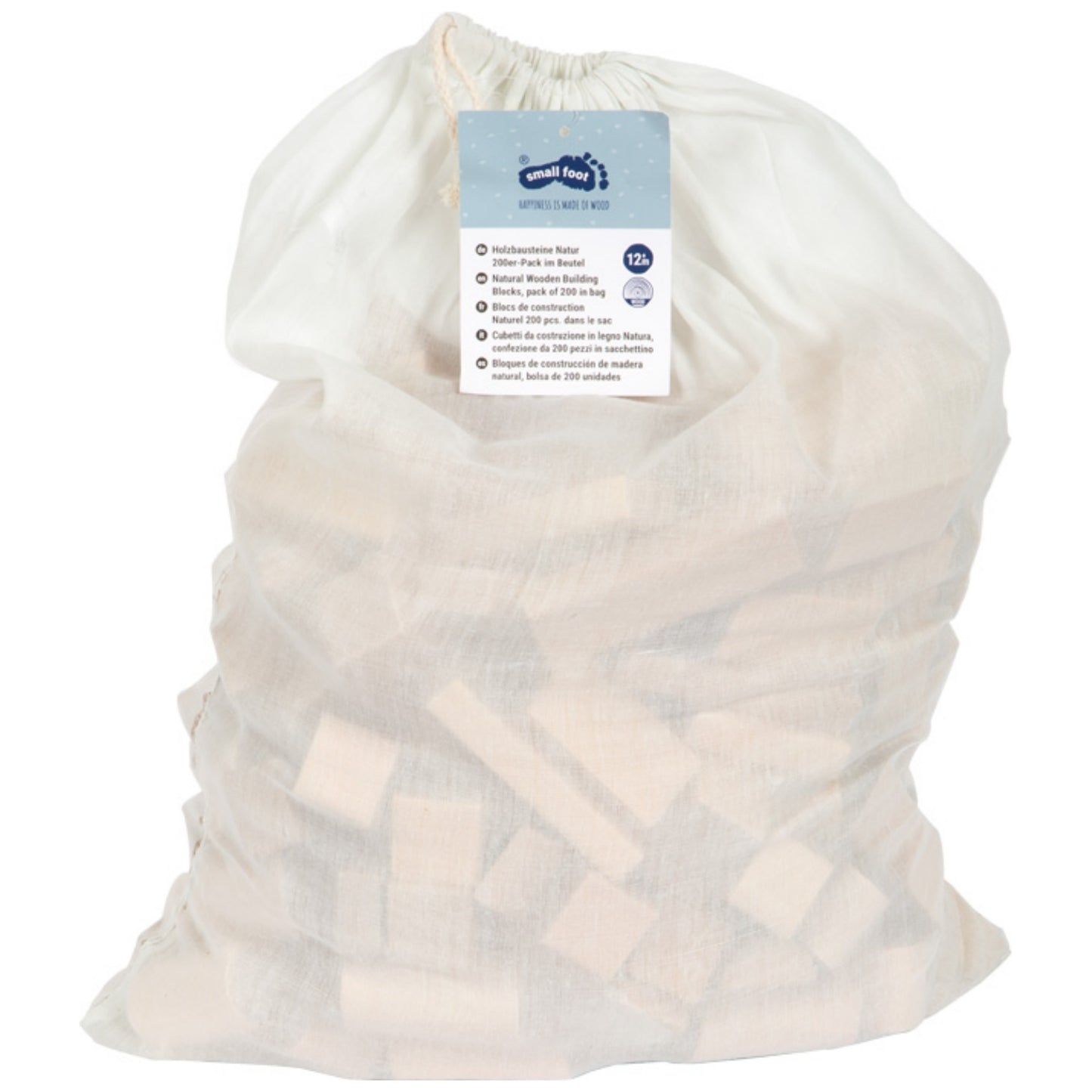 Natural Wooden Building Blocks In A Bag | 200 Classic Wooden Blocks | Develops Fine-Motor Skills