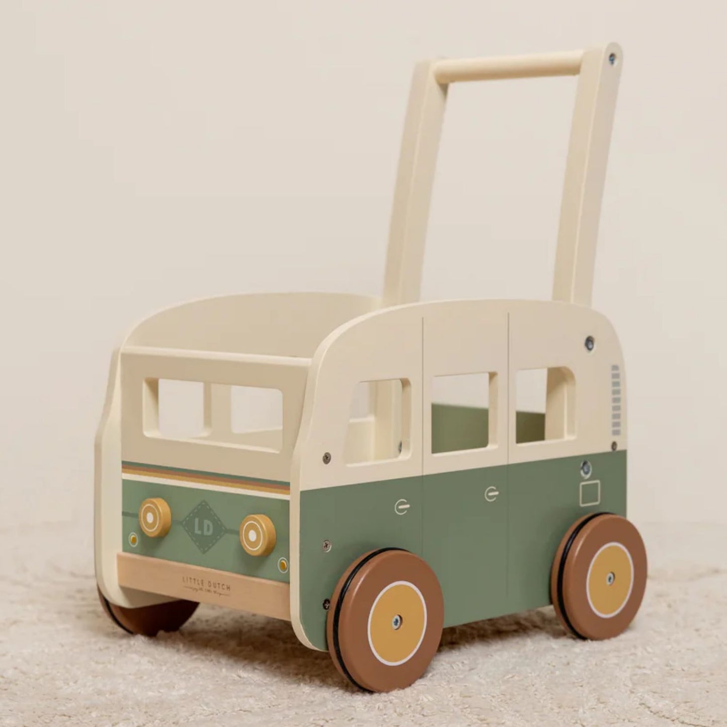 Vintage Wagon Baby Walker | Wooden Push Along Trolley | Wooden Toddler Activity Toy