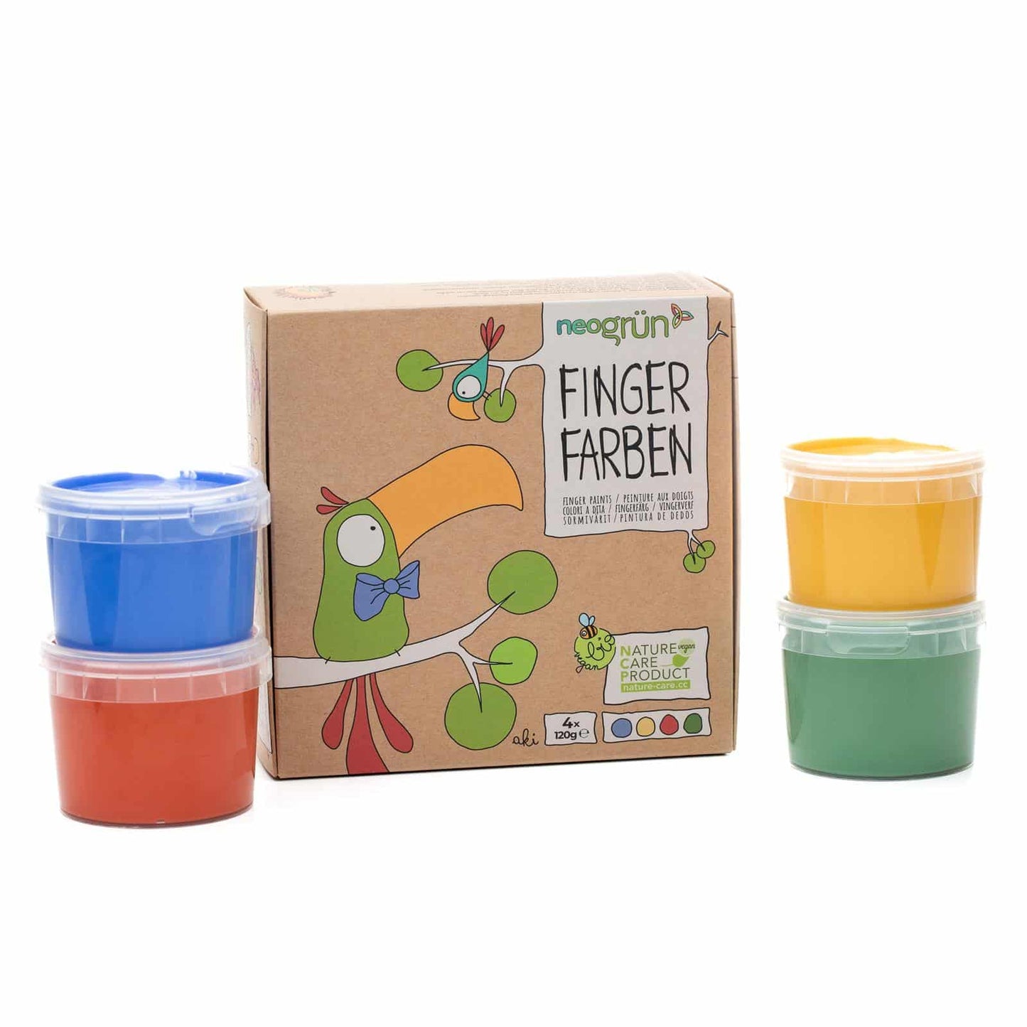 Kid’s Organic Finger Paints Red, Yellow, Green & Blue | Child-Safe, Eco-Friendly, Plant-based | Certified Organic