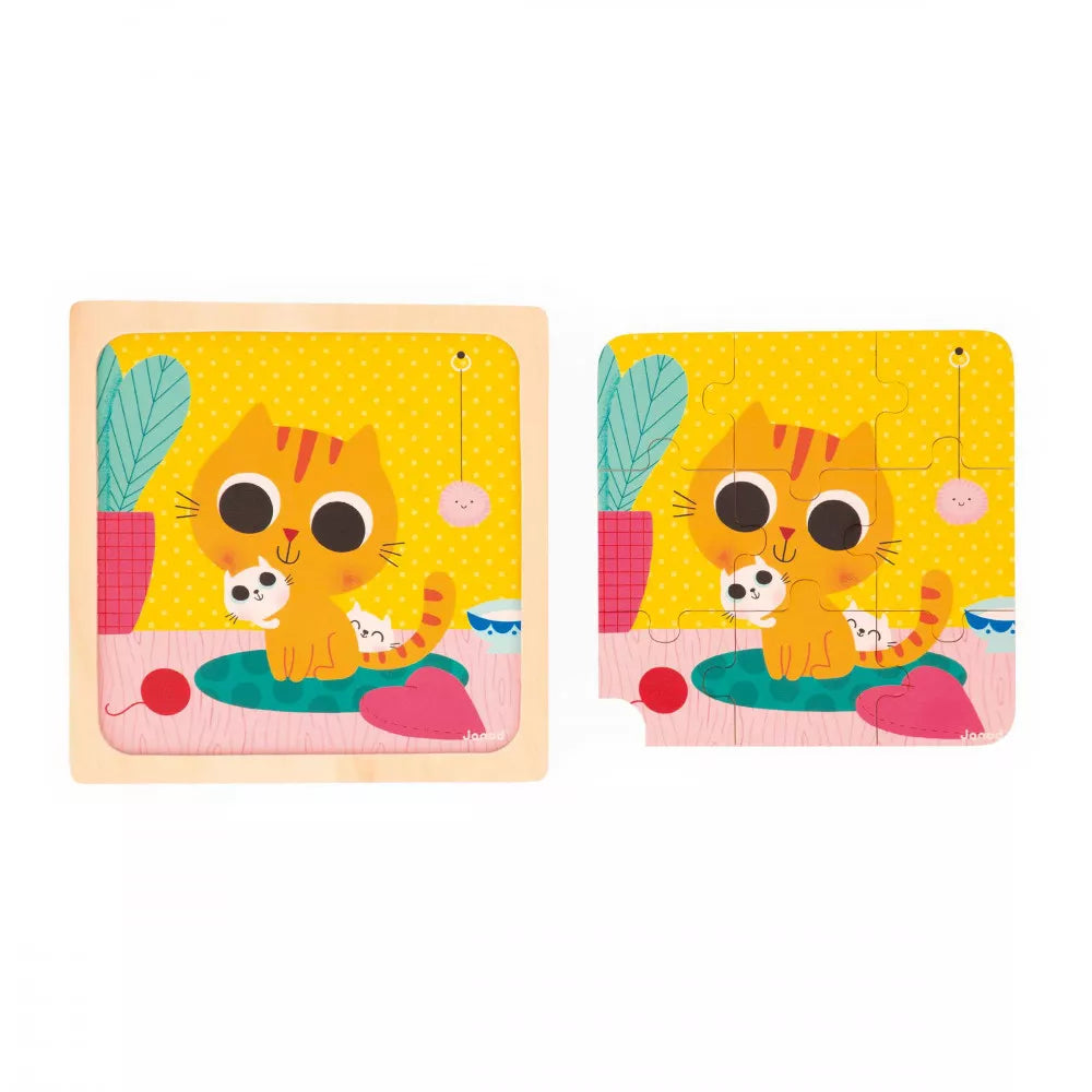 Peanut the Cat | Wooden 9-Piece Puzzle | Wooden Toddler Activity Toy