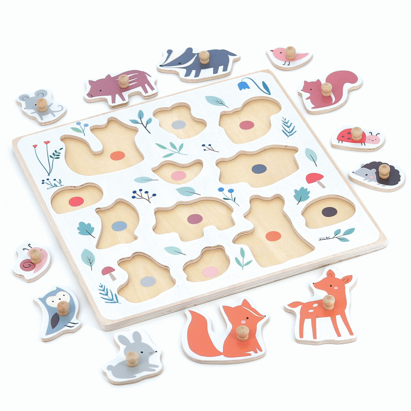 Forest Animals Peg Puzzle | Designed by Sarah Betz | Wooden Toddler Activity Toy