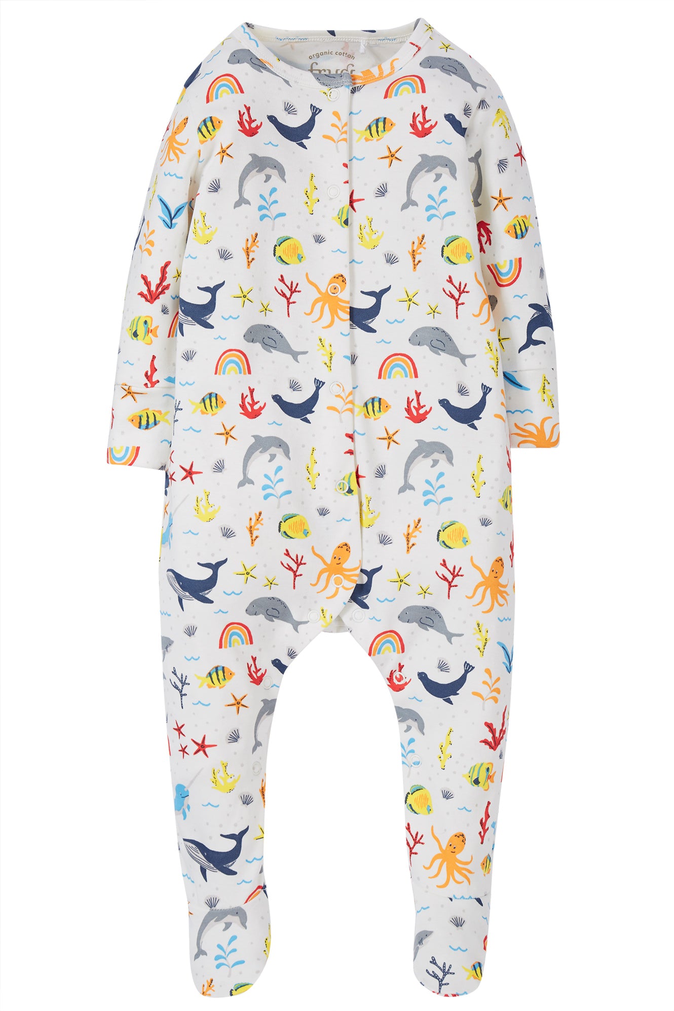 Buy Frugi Lovely Babygrow White Rainbow Sea at BeoVERDE Ireland