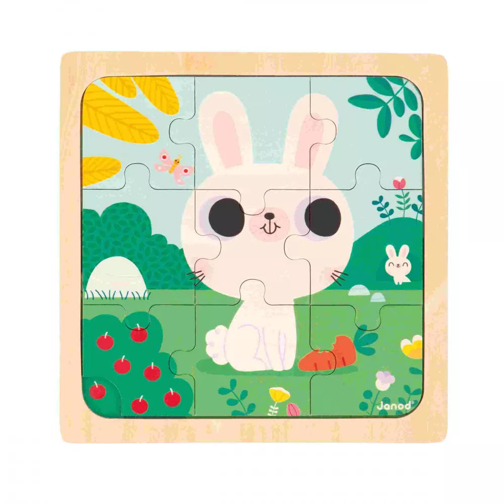 White Rabbit | Wooden 9-Piece Puzzle | Wooden Toddler Activity Toy
