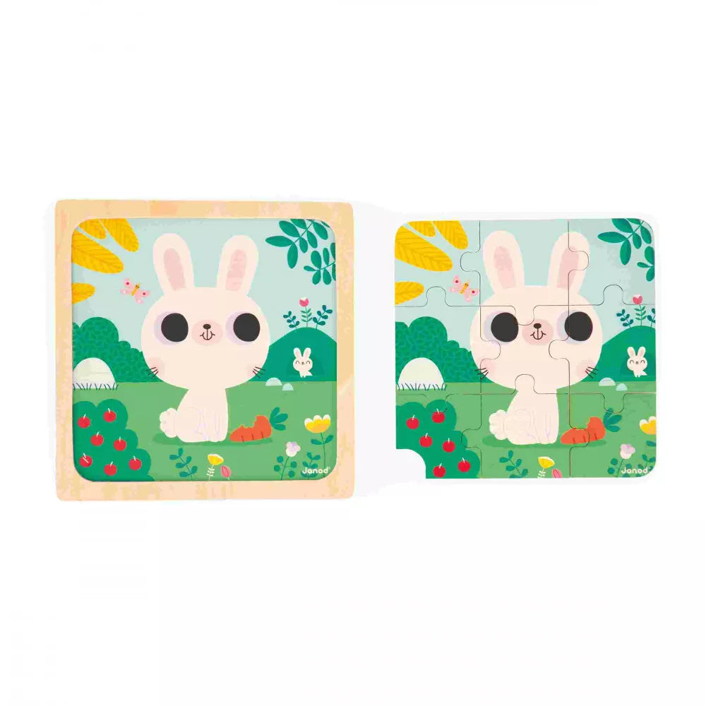 White Rabbit | Wooden 9-Piece Puzzle | Wooden Toddler Activity Toy