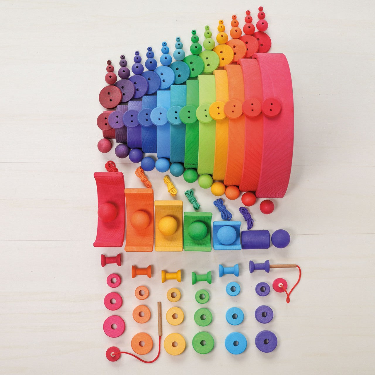 60 Wooden Beads | Sorting & Stacking Toys for Kids