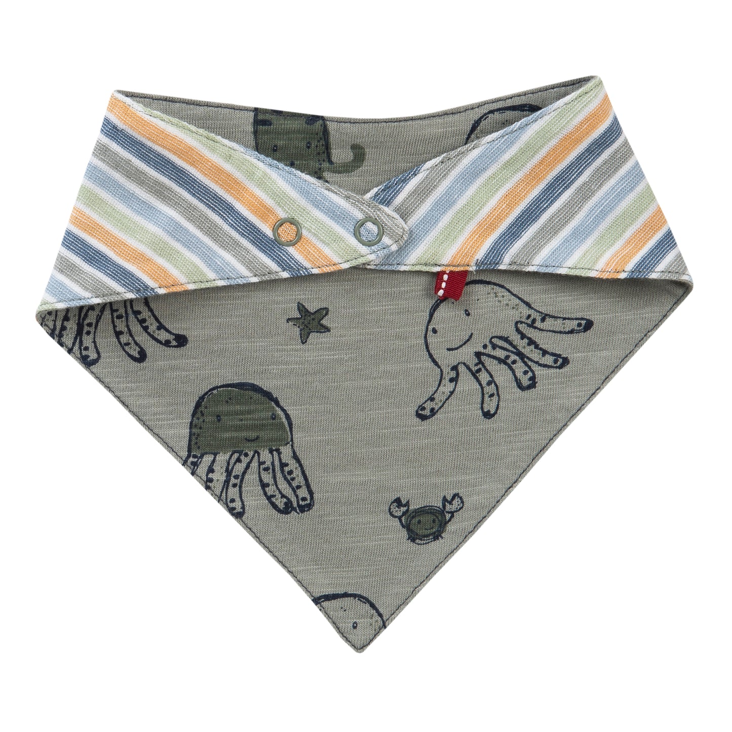 People WEAR ORGANIC Octopus x Multi Stripe | Reversible Bandana Bib | GOTS Organic Cotton | Multi Stripe | Back | BeoVERDE Ireland