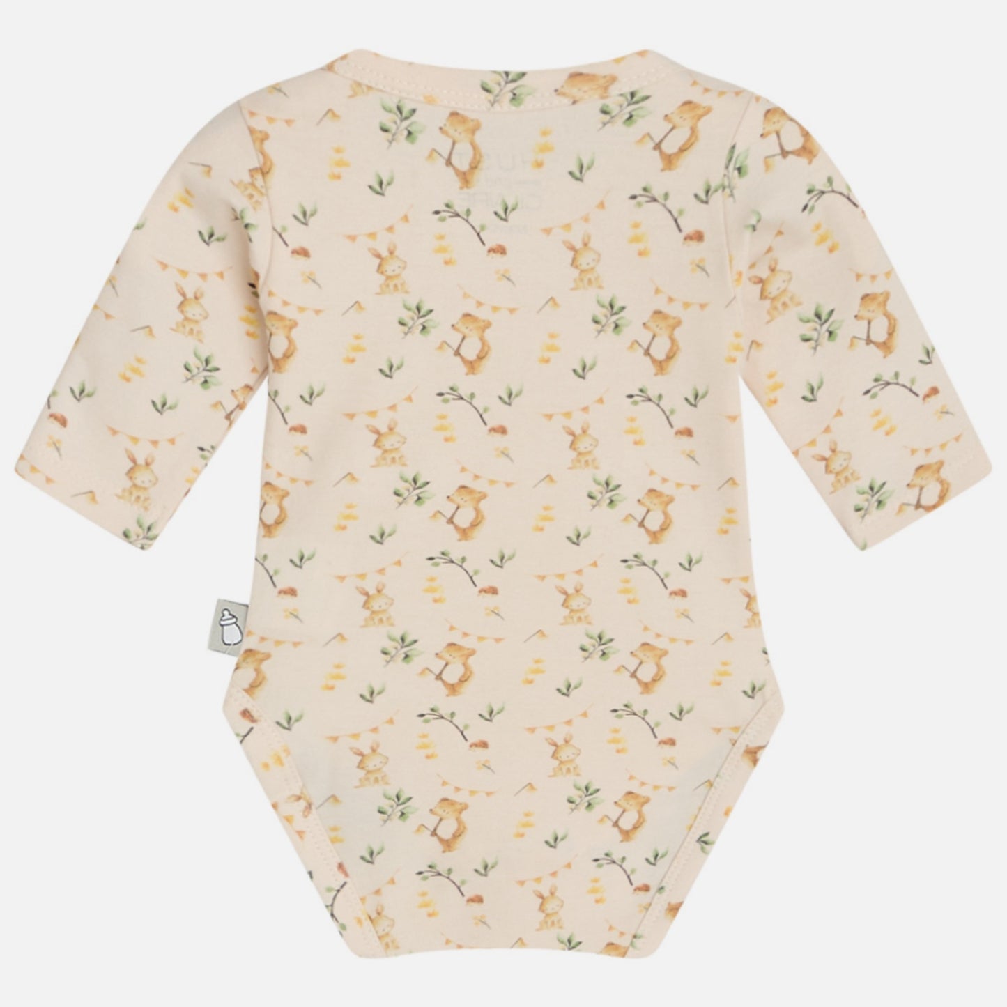 Flower & Animal | Soft Pink | Long Sleeve Baby Bodysuit | GOTS Organic Cotton