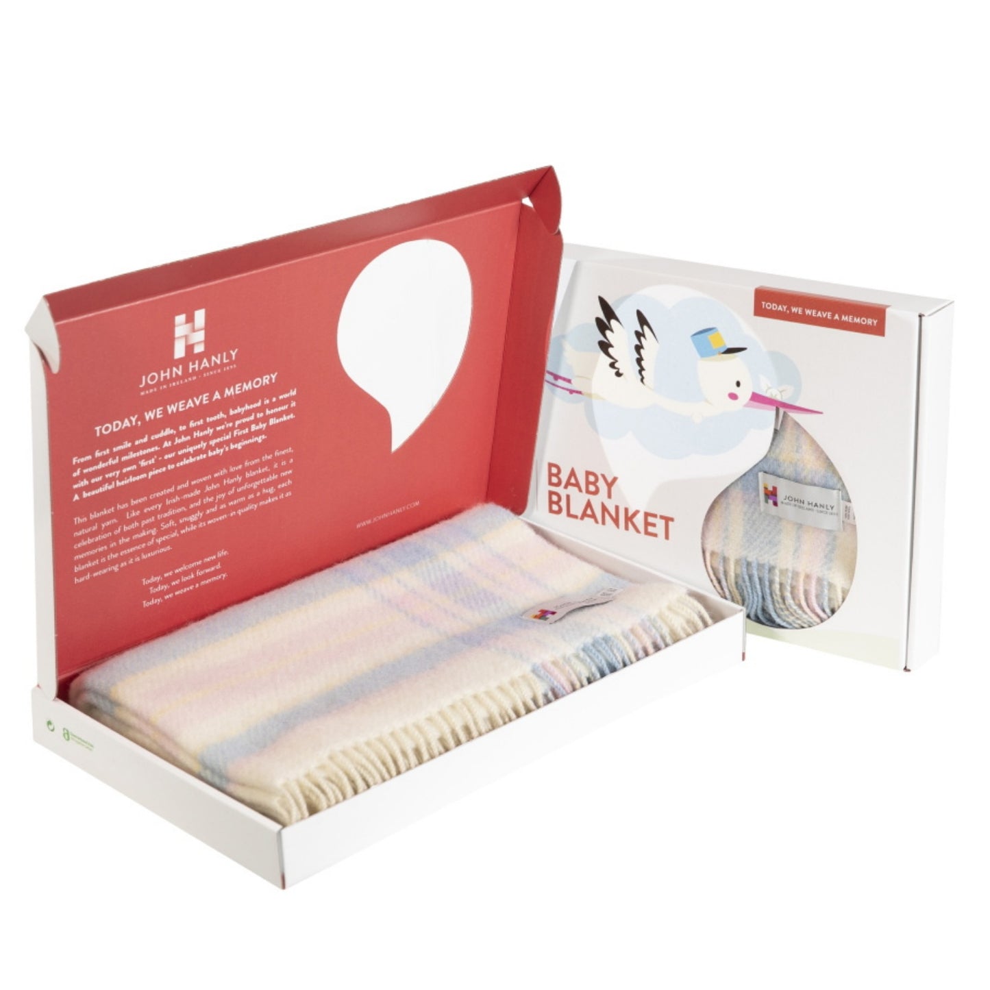 White with Soft Border Check Pattern | Baby Pure Wool Blanket | Made in Nenagh, Co. Tipperary