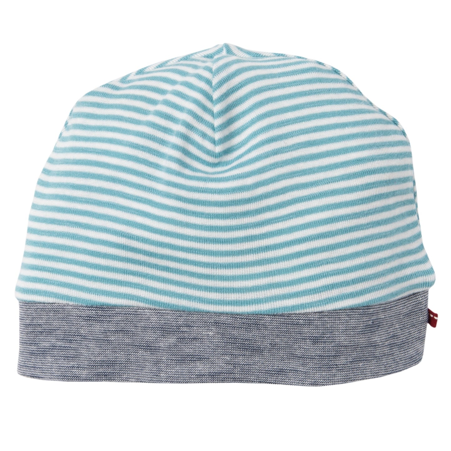 People WEAR ORGANIC Safari | Reversible Baby Beanie | GOTS Organic Cotton | Turquoise Stripes | BeoVERDE Ireland