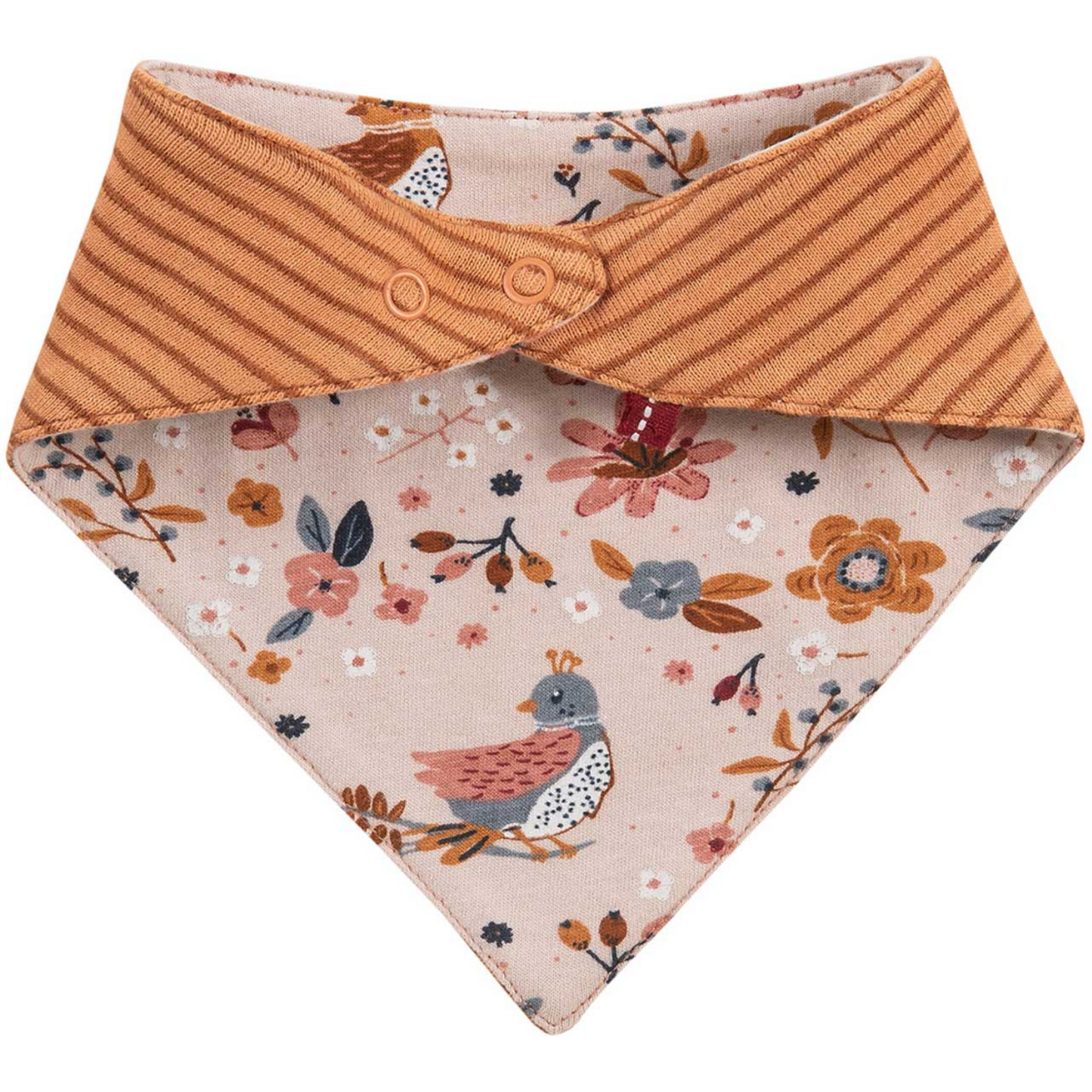 People WEAR ORGANIC Birds & Flowers | Reversible Bandana Bib | GOTS Organic Cotton | Back: Birds & Flowers | BeoVERDE Ireland