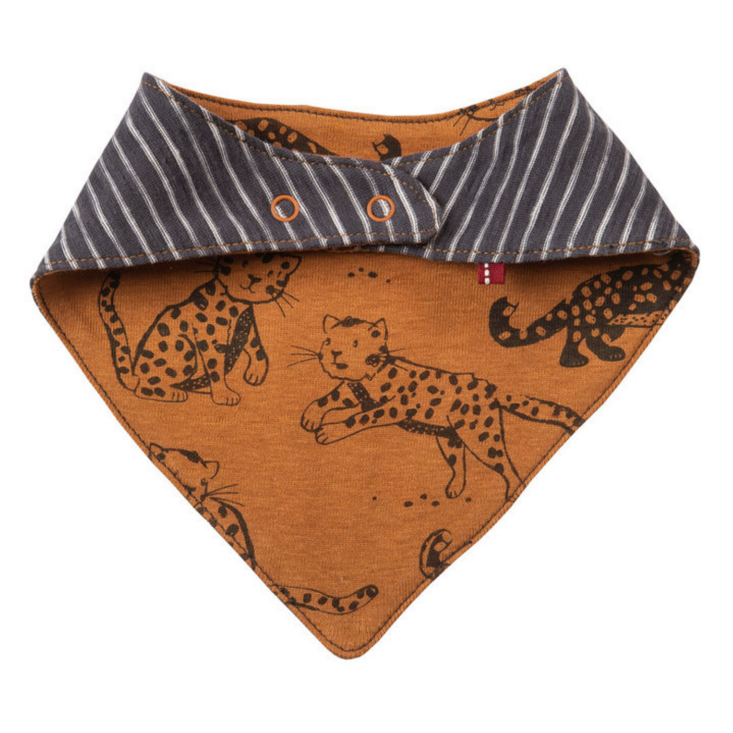 People WEAR ORGANIC Little Leopard | Reversible Bandana Bib | GOTS Organic Cotton | Back: Ocean Stripes | BeoVERDE Ireland