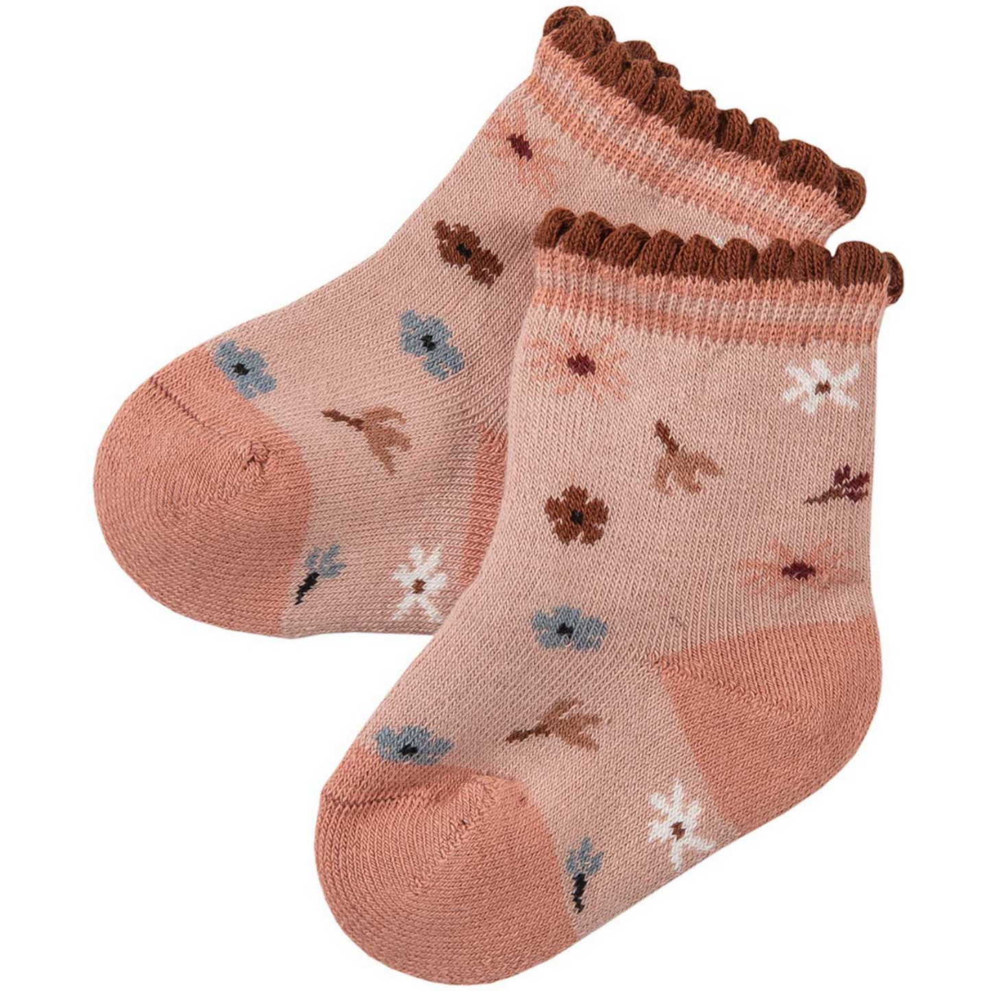 People WEAR ORGANIC Flowers Terry Cotton Baby Cuff Socks | GOTS Organic Cotton | BeoVERDE Ireland