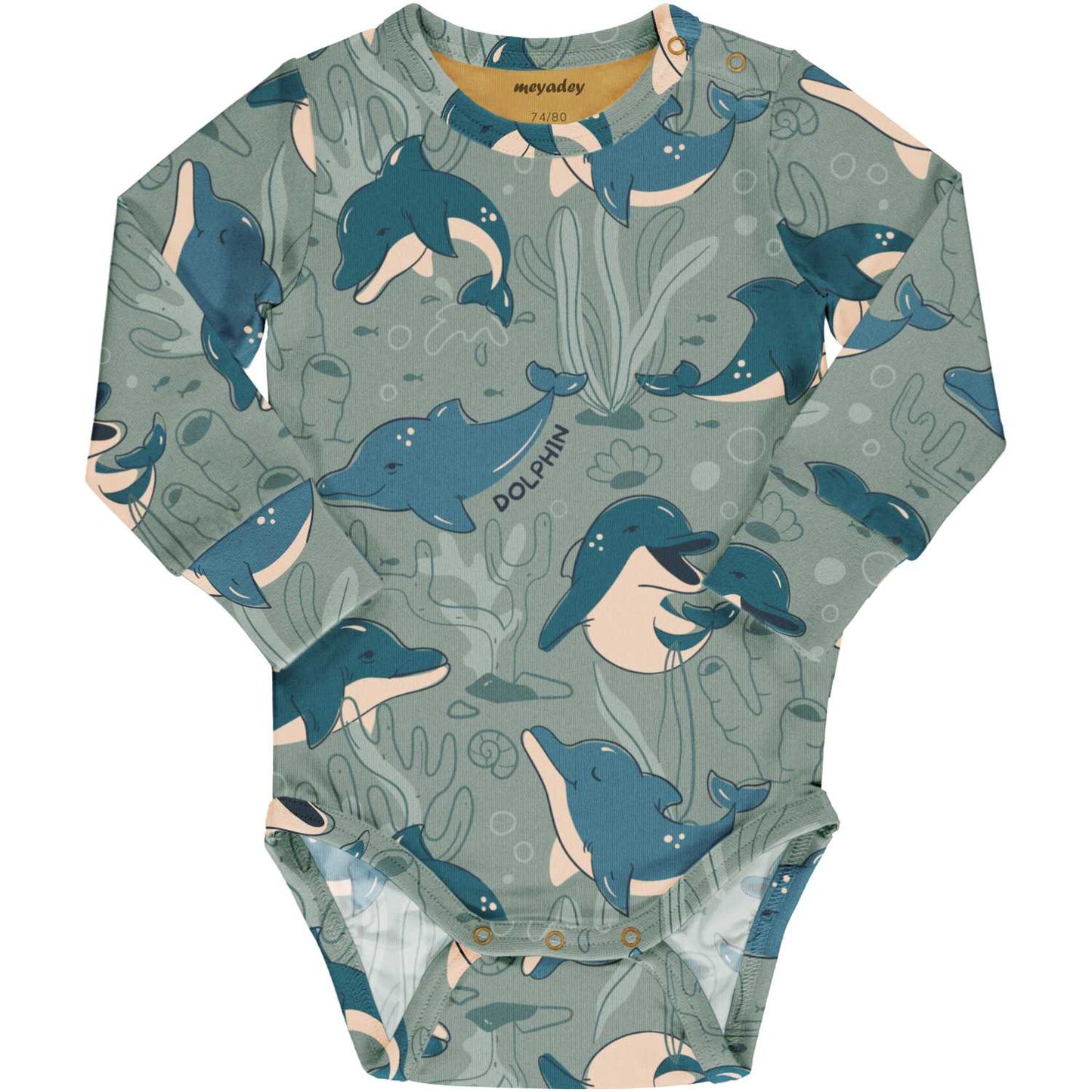 Dashing Dolphin | Long Sleeve Baby Bodysuit | GOTS Organic Cotton