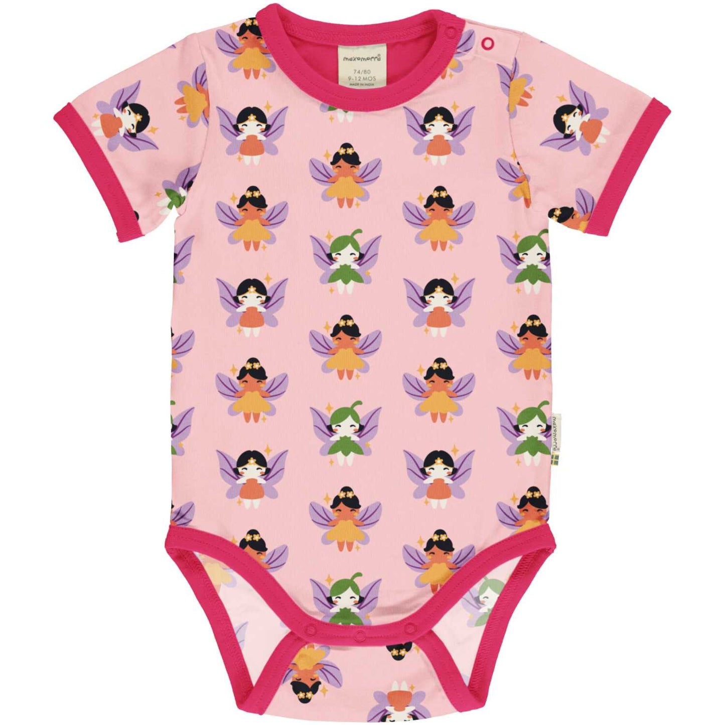 Maxomorra Fairy Short Sleeve Body | GOTS Organic Cotton | Baby Bodysuit | Front | BeoVERDE Ireland