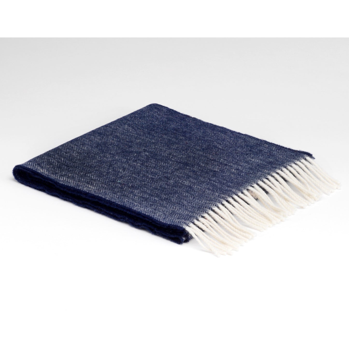 McNutt Merino Lambswool Irish Scarf | Navy Herringbone | Front View | BeoVERDE Ireland