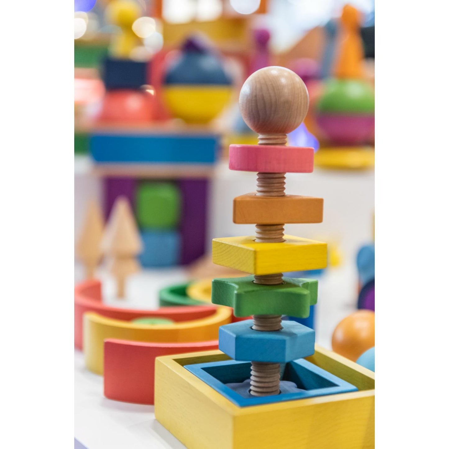 Rainbow Wooden Shape Twister | Open-Ended Toys