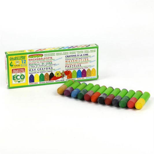Child-Safe Easy-Grip Natural Wax Crayons | 12 Vibrant Colours | BeoVERDE.ie