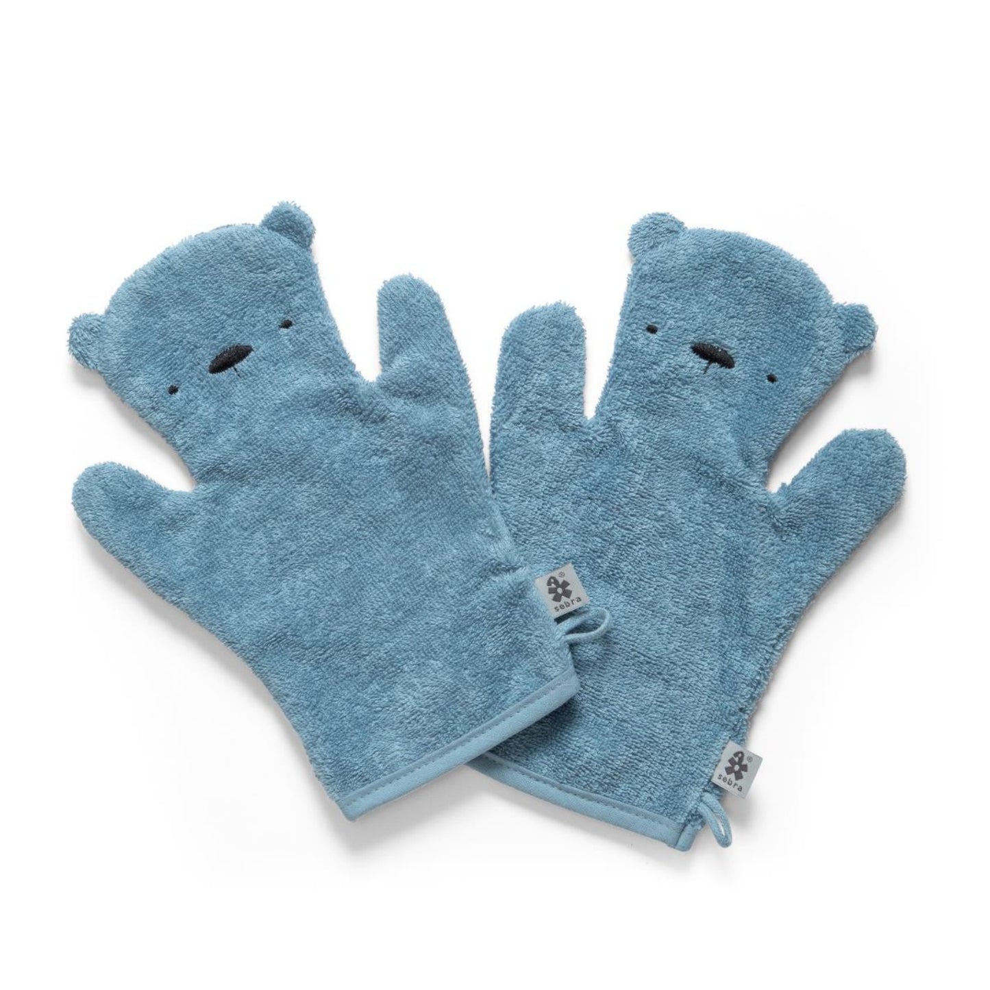 Milo - Powder Blue | 2 Pieces Terry Cotton Puppet Bath Mitts Set | GOTS Organic Cotton | BeoVERDE Ireland