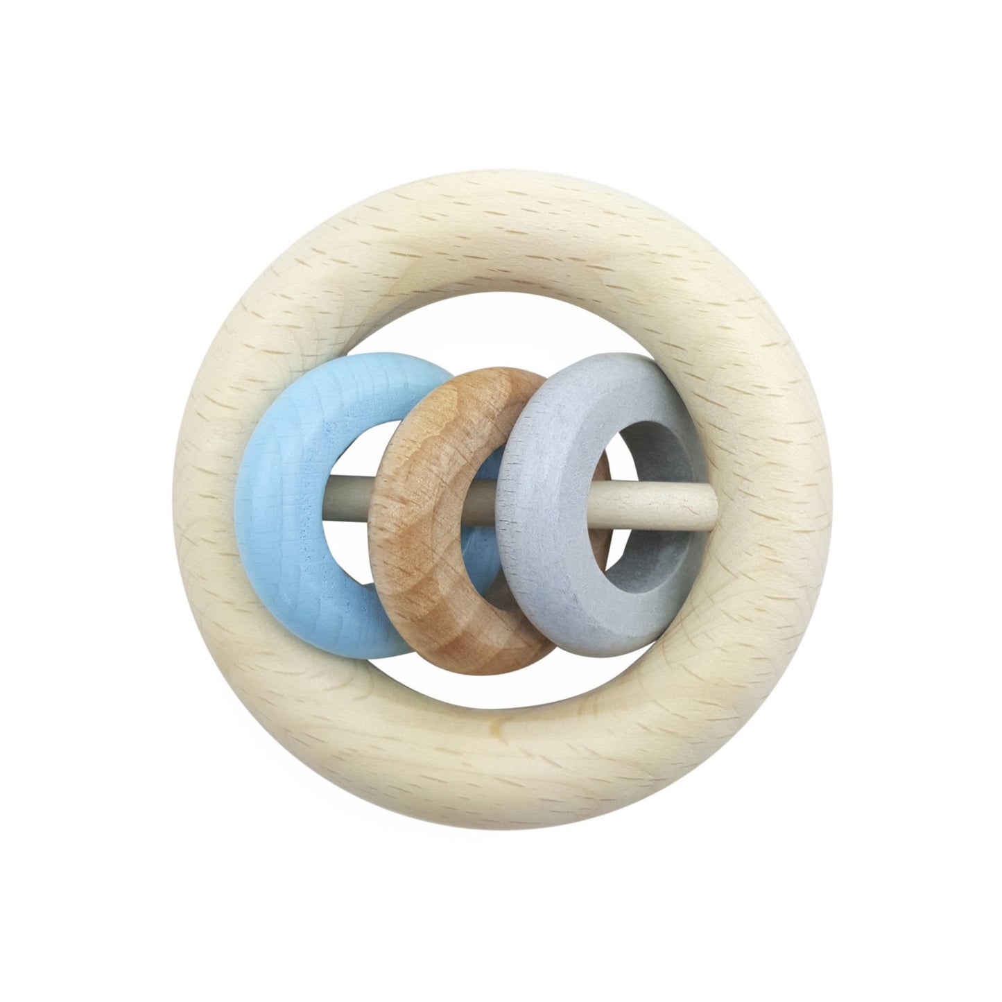 Baby Blue Ring Rattle | Baby’s First Wooden Toy | Hess | Right Side | BeoVERDE.ie