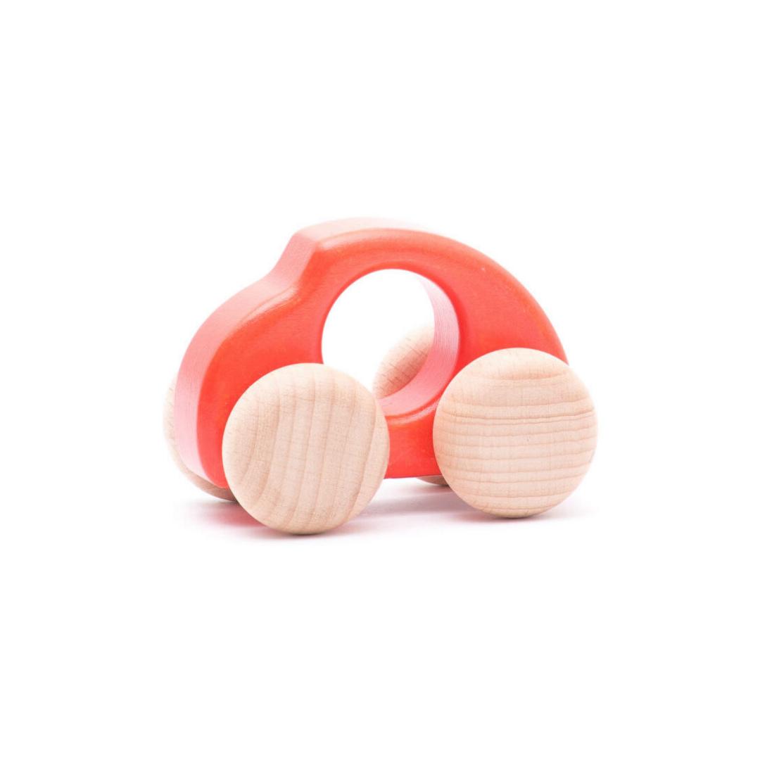 Coral Red Beetle Car | Wooden Activity Toy for Babies & Toddlers