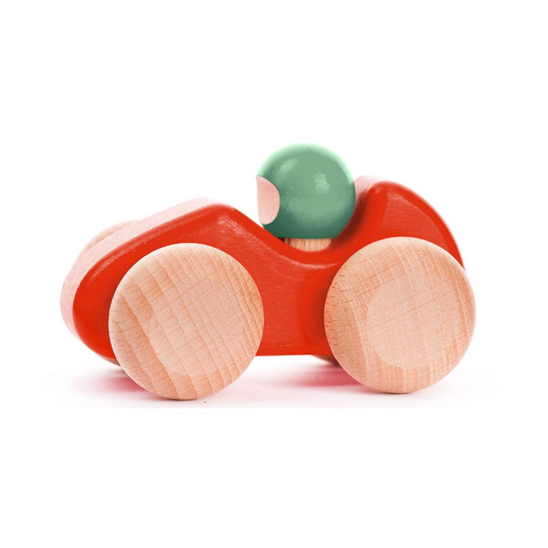 Coral Red Racing Car | Wooden Activity Toy for Babies & Toddlers
