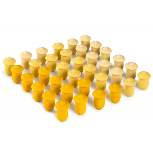 Grapat Mandala Tulips | 36 Pieces in 3 Shades of Yellow | Natural Wooden Toys | Front View | BeoVERDE.ie