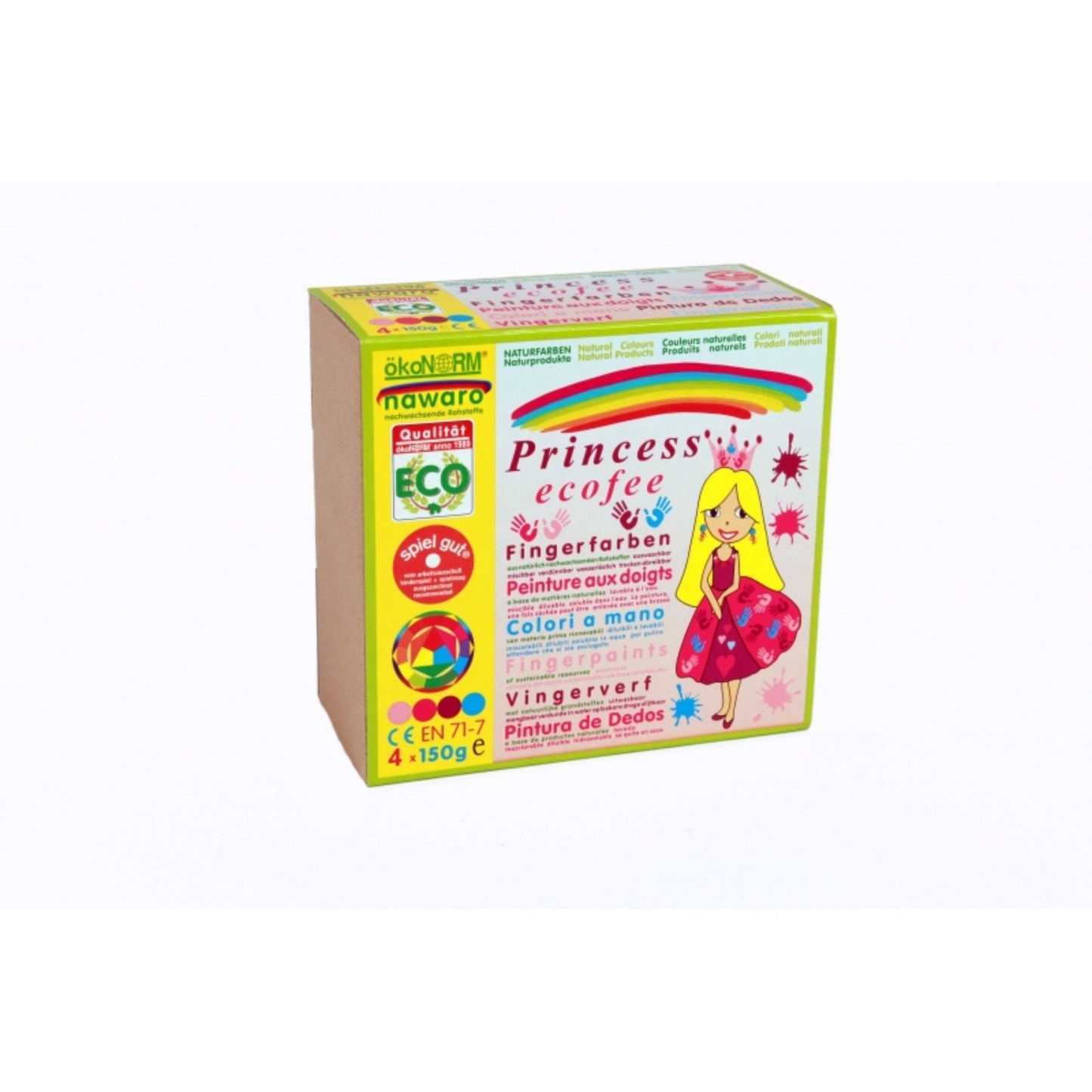 Child-Safe Natural Finger Paint Set PRINCESS | 4 Vibrant Colours | Box Closeup | BeoVERDE.ie
