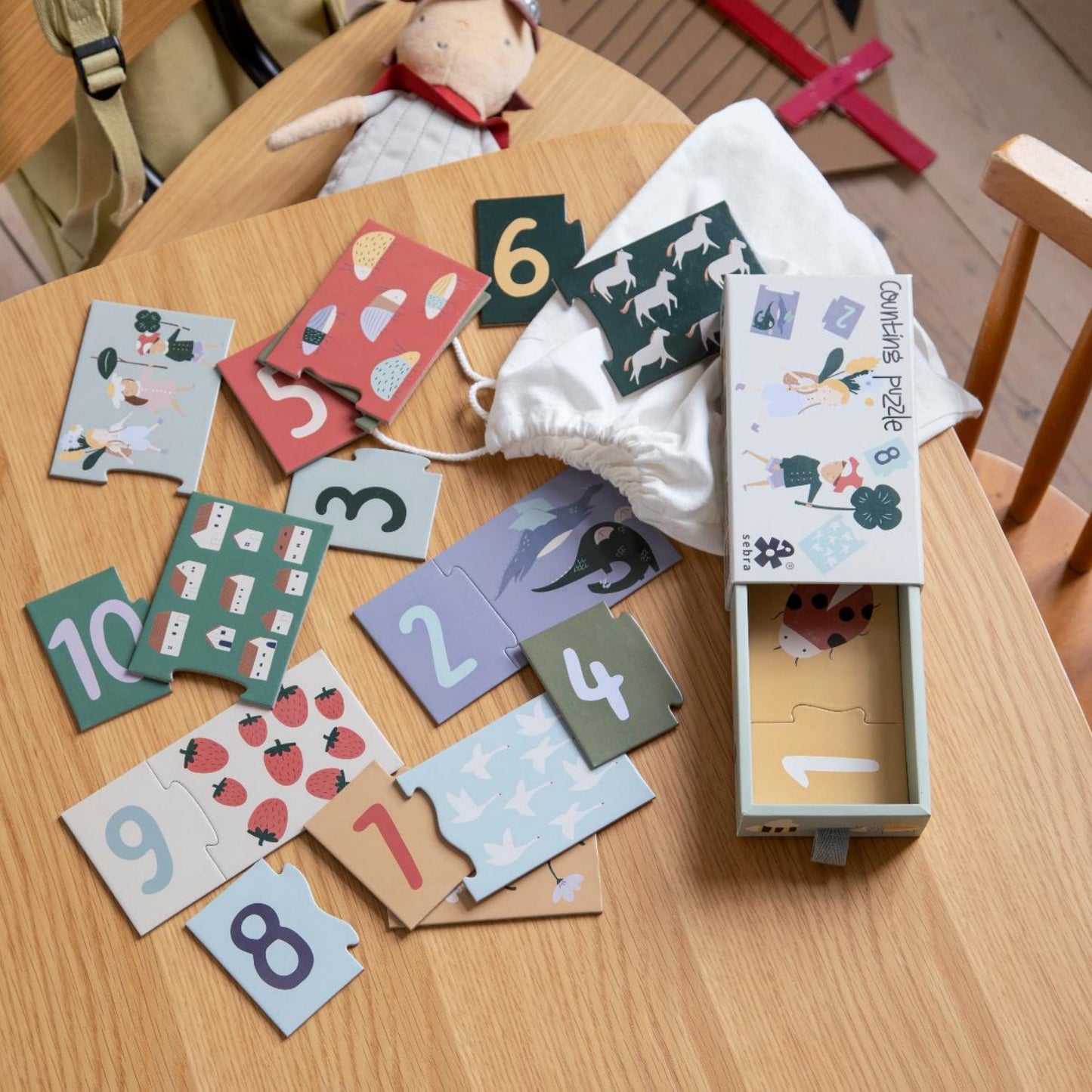 Sebra Counting Puzzle | Wooden 10-Piece Puzzle | Dragon Tales and Pixie Land | Jigsaw Puzzle | BeoVERDE Ireland