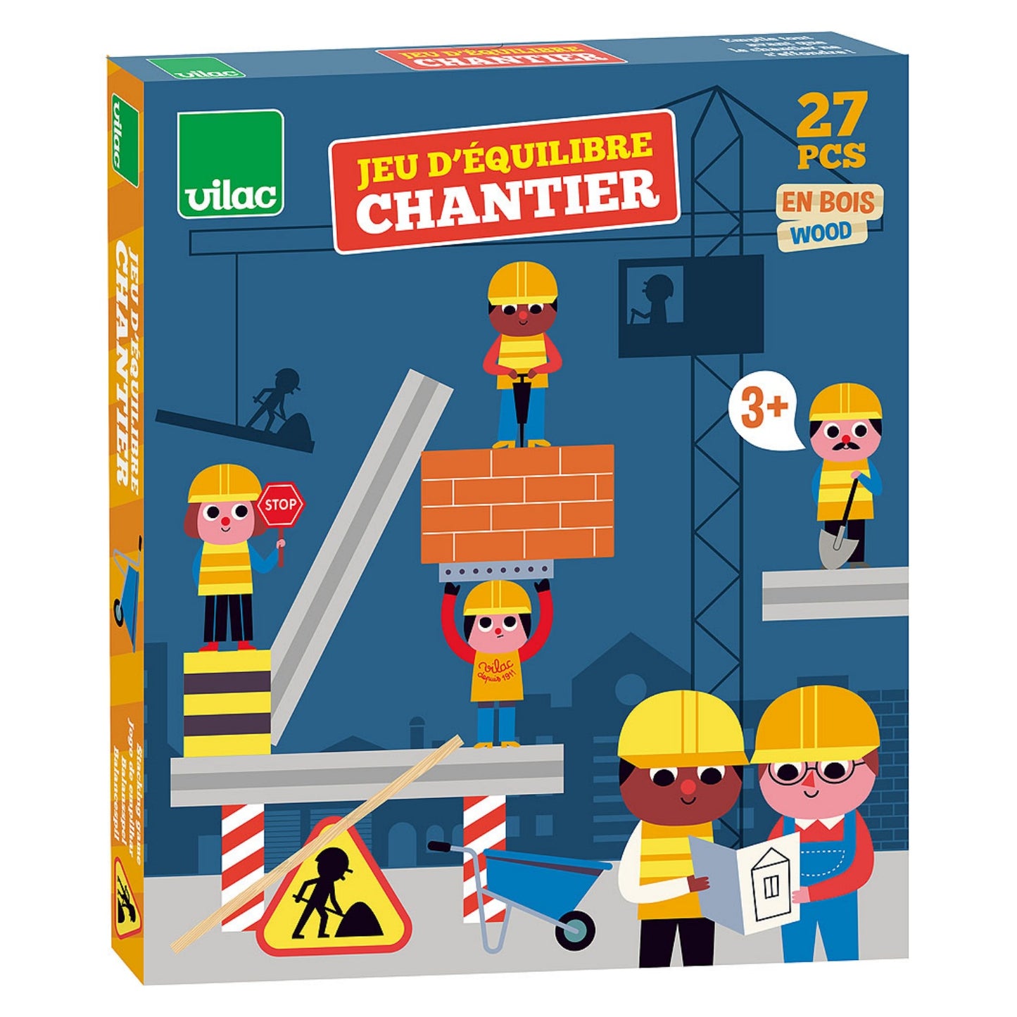 Vilac Construction Site Balancing Game | Stacking + Balancing Wooden Toy | BeoVERDE Ireland