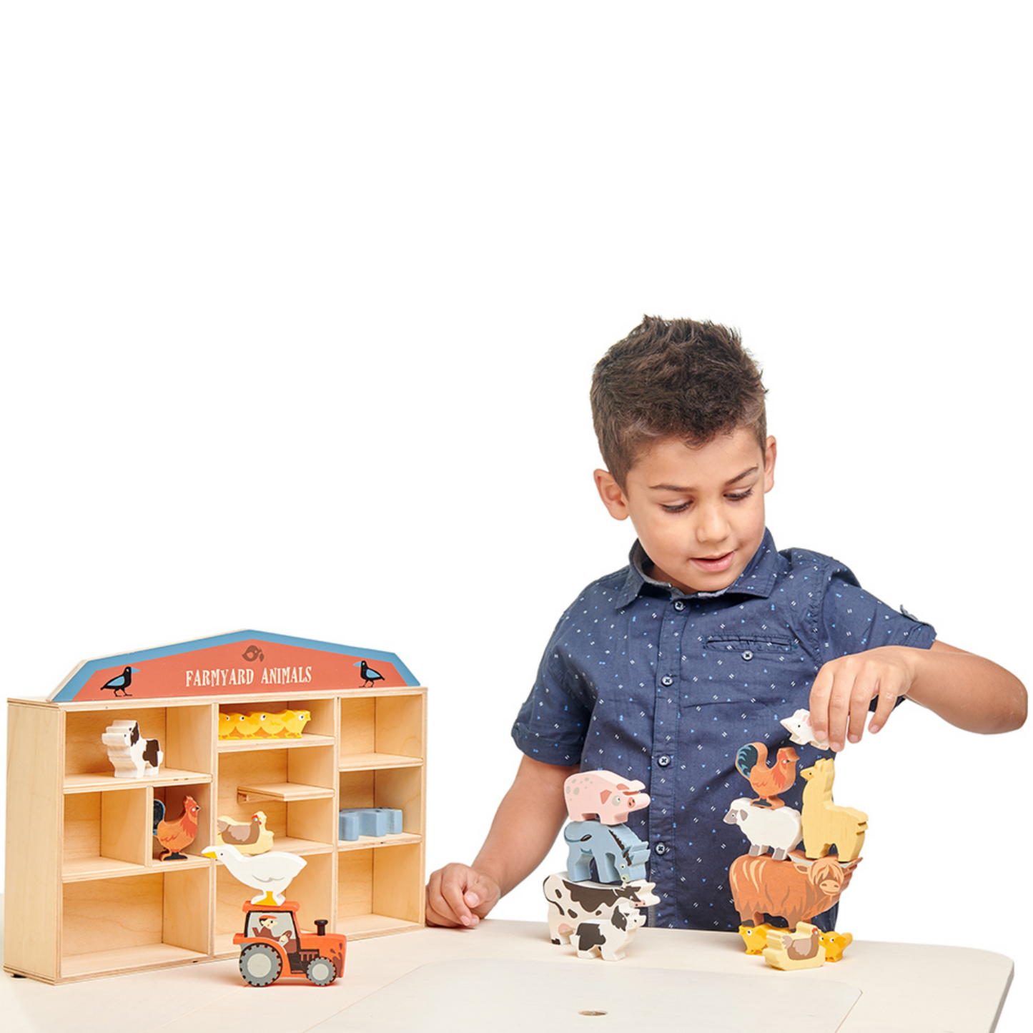 Tender Leaf Farm Animals | Hand-Crafted Wooden Animal | Boy Playing With Wooden Farm Animals | BeoVERDE.ie